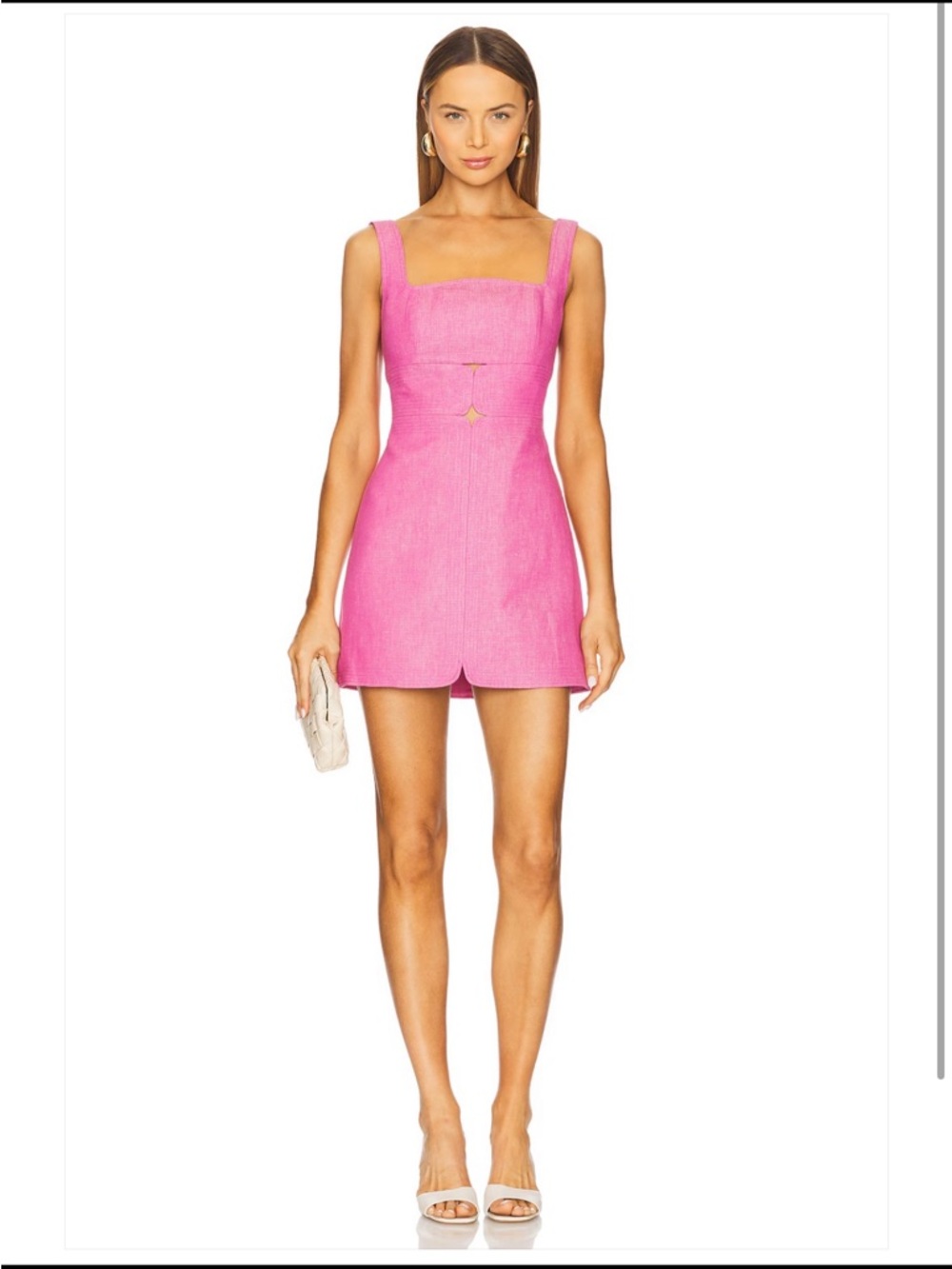 Pink Mini Dress with Square Neck